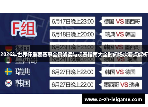 2026年世界杯重要赛事全景解读与观赛指南大全时间场次看点解析