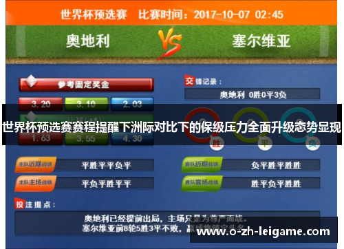 世界杯预选赛赛程提醒下洲际对比下的保级压力全面升级态势显现